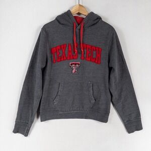 PRESS Hoodie Adult Sz Small Gray Red Texas Tech University Pullover Pocket